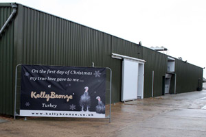 The redeveloped Kelly Turkey processing plant   plus the new poster to promote KellyBronze for this Christmas.