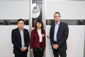 From left to right: Mr Liu Haibo (Technical/Commercial Engineer at Songming Machinery Industry), Ms Sandy Qi (Chief Representative of the Belgium Petersime Tianjin Rep. Office), and Mr André van Rij (Petersime China Sales Manager) during an intensive product training at the Petersime headquarters.