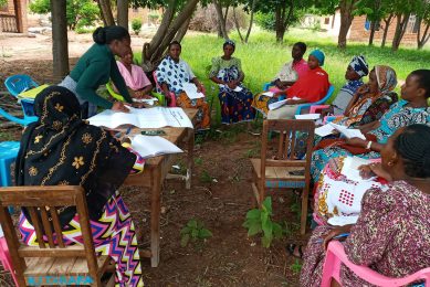 The team conducts a focus group discussion with women farmers to seek input for the value chain assessment in Tanzania. Photo: University of California, Davis