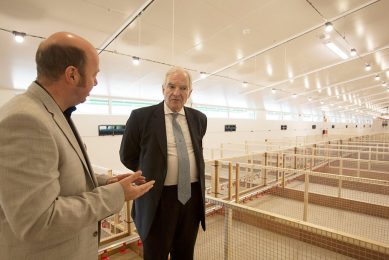The SRUC s Jos Houdijk (left) shows Lord Henley, Parliamentary Under Secretary of State at the Department for Business, Energy and Industrial Strategy around on an open day of the brand new facilities. Photo: Chris Watt