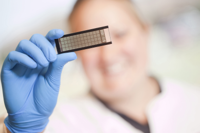 This tiny glass slide can analyse some 60,000 DNA sequences.