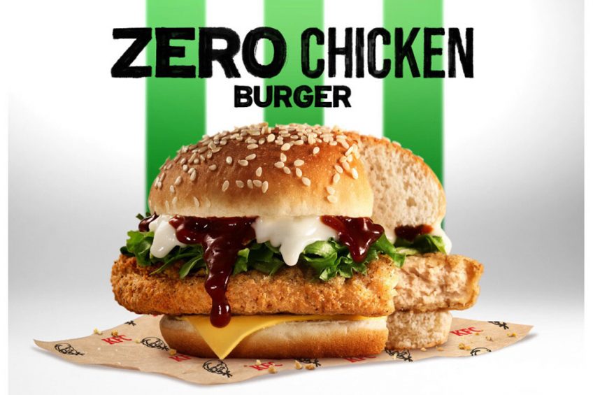 KFC Malaysia has launched the Zero Chicken Burger, a plant-based and meatless burger that taste like chicken but has no chicken. Photo: KFC Malaysia