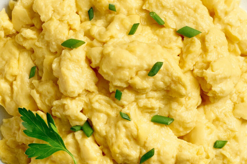 The plant-based eggs are designed to be an easy substitute for traditional eggs, like scrambled eggs. Photo: Nabati Foods