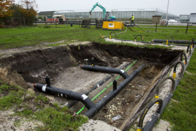 Water source heat pumps have long water pipes buried in the ground in a horizontal or vertical configuration that can transfer heat up or down a temperature gradient. Photo: Ruud Ploeg